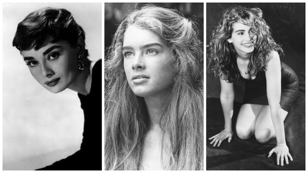 The famous eyebrows of Audrey Hepburn, Brooke Shields and Julia Roberts.