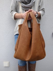 Leather hobo brown bag VankDesign