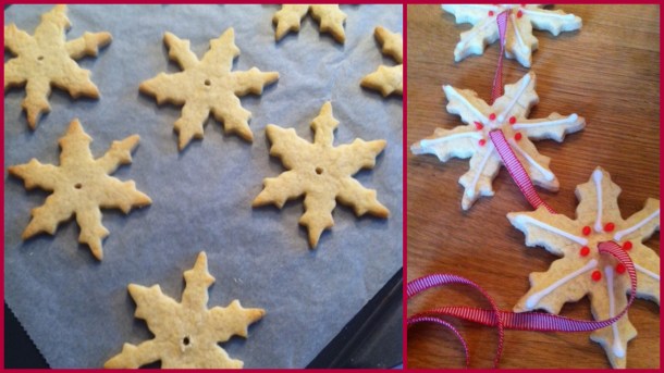 Biscuit snowflakes garland